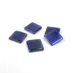 Fiber-Optic Flat Back Buff Top Straight Side Stone - Square 10x10MM CAT'S EYE BLUE