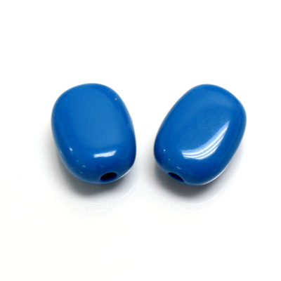 Plastic Bead - Opaque Color Smooth Flat Keg 19x14MM BRIGHT BLUE