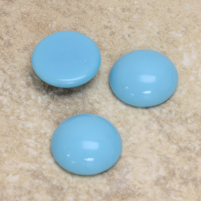 Glass Medium Dome Opaque Cabochon - Round 15MM LT BLUE TURQUOISE