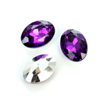 Plastic Point Back Foiled Stone - Oval 18x13MM AMETHYST