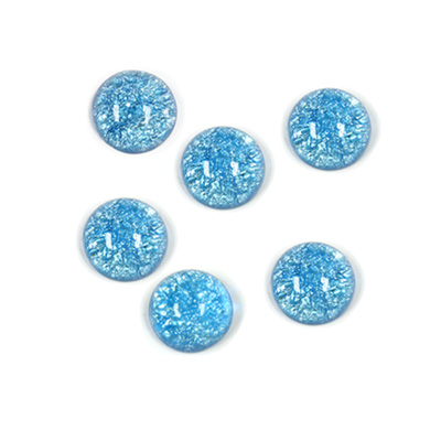 Glass Medium Dome Lampwork Cabochon - Round 09MM AQUA OPAL (05143)