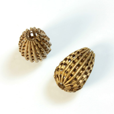 Brass Corrugated Bead - Fancy Pierced Pear 16x11MM RAW