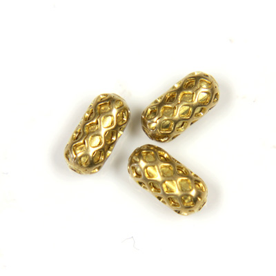 Brass Machine Made Bead - Diamond Engraved Oval 04x8MM RAW BRASS