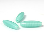 Czech Pressed Glass Bead - Smooth Oval 23x7MM STRIPE MOONSTONE GREEN