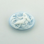 Plastic Cameo - Mermaid on Shore Oval 25x18MM WHITE ON BLUE FS