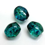Plastic Bead - Two Tone Speckle Color Baroque 17x15MM BLUE GREEN