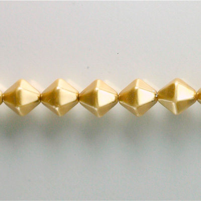 Czech Glass Pearl Bead - Hex/Lantern 08MM GOLD 70486