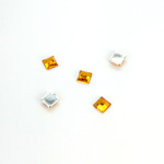 Plastic Flat Back Foiled Rose Cut Rhinestone - Square 04x4MM TOPAZ