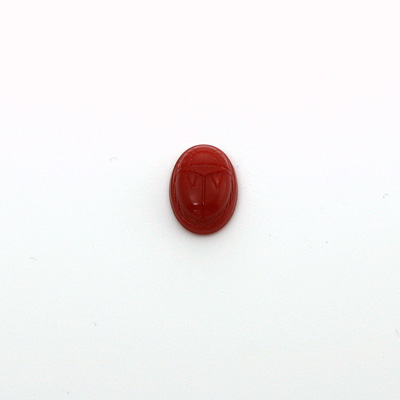 German Plastic Flat Back Scarab - Oval 08x6MM CORNELIAN