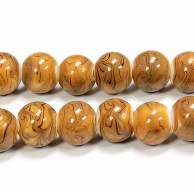 Glass Lampwork Bead - Smooth Round 12MM BROWN MATRIX