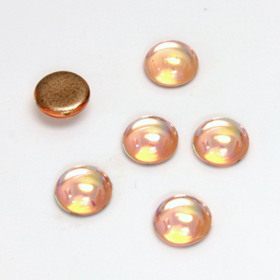 Glass Medium Dome Foiled Cabochon - Round 09MM ROSALINE AB