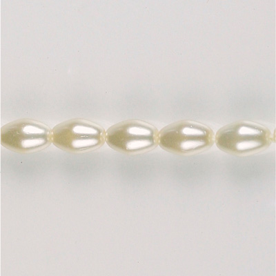 Czech Glass Pearl Bead - Oval 08x5MM WHITE 70401