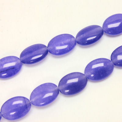 Gemstone Bead - Smooth Flat Oval 14x10MM Dyed QUARTZ Col. 16 PURPLE