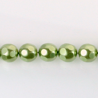 Czech Glass Pearl Bead - Round Faceted Golf 8MM DARK OLIVE 70458