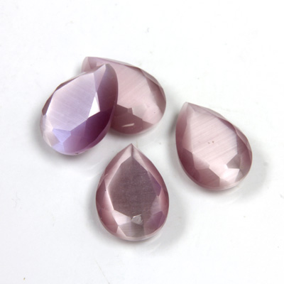 Fiber-Optic Flat Back Stone with Faceted Top and Table - Pear 14x10MM CAT'S EYE LT PURPLE