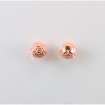Metalized Plastic Engraved Bead - Rosebud  Round 06MM COPPER