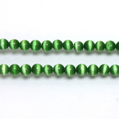 Fiber-Optic Synthetic Bead - Cat's Eye Smooth Round 04MM CAT'S EYE GREEN