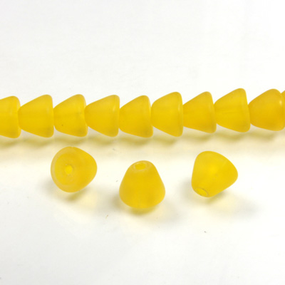 Glass Pressed Bead - Smooth Cone 06x7MM MATTE TOPAZ