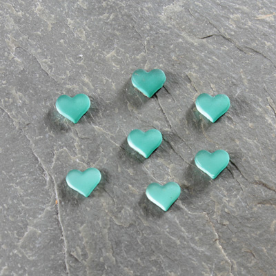 Glass Buff Top Foiled Cabochon - Heart 05MM MATTE EMERALD