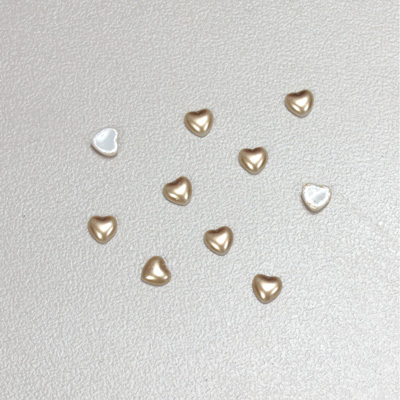 Glass Medium Dome Cabochon Pearl Spray Finish - Heart 04x4MM LT BROWN