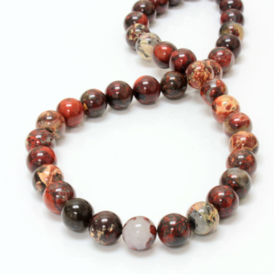 Gemstone Bead - Smooth Round 10MM BRECIATED JASPER