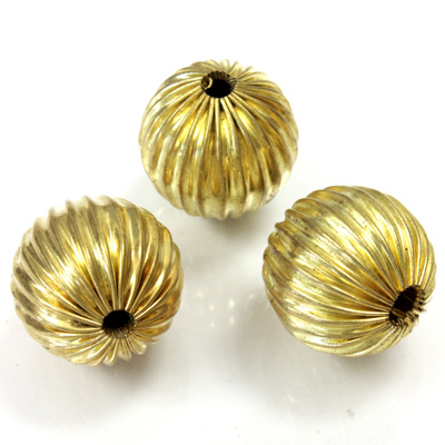 Brass Corrugated Bead - Round 15MM RAW