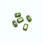 Czech Pressed Glass Bead - Smooth Two Hole 06x4MM PEARL GREEN CRYSTAL