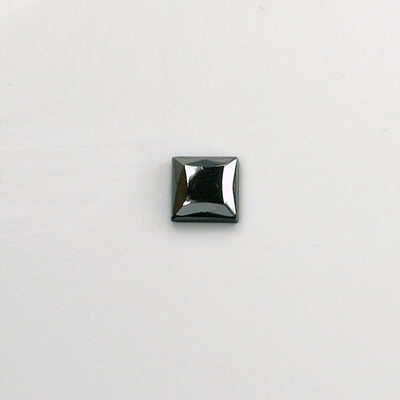 Czech Glass Flat Back Rose Cut Stone - Square 06x6MM HEMATITE Metallic Coated