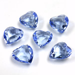 Glass Point Back Tin Table Cut (TTC) Unfoiled - Heart Shape 15x14MM LT SAPPHIRE