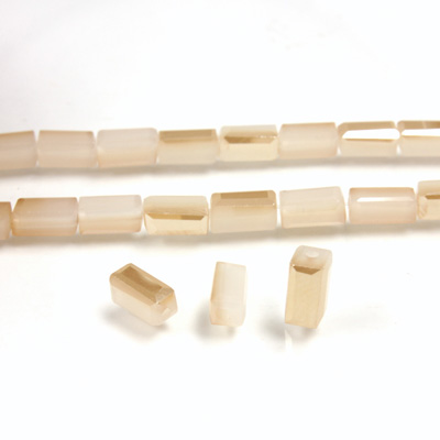 Chinese Cut Crystal Bead - Rectangle 06.5x3.5MM OPAL WHITE COAT