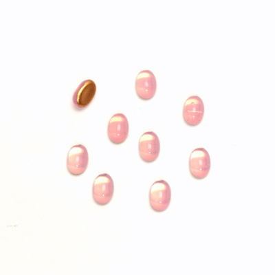 Glass Medium Dome Foiled Cabochon - Oval 06x4MM OPAL ROSE