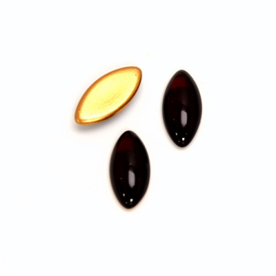 Glass Medium Dome Foiled Cabochon - Navette 15x7MM GARNET