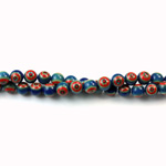 Glass Millefiori Bead - Round 04MM BLUE GREEN RED (21)