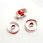 Plastic Bead - Color Lined Smooth Large Hole - Round 5x14MM CRYSTAL RED LINE