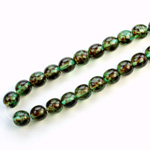 Czech Pressed Glass Bead - Smooth Round 06MM SPECKLE COATED GREEN 64578