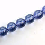Czech Pressed Glass Bead - Smooth Round 12MM COATED IOLITE