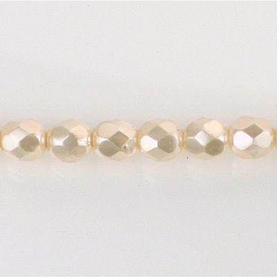 Czech Glass Pearl Faceted Fire Polish Bead - Round 06MM DARK ROSE 70425