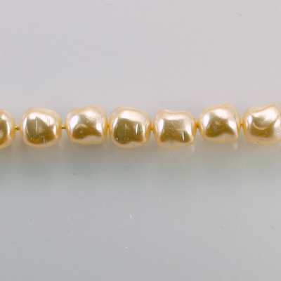 Czech Glass Pearl Bead - Baroque Oblong 09x9MM CREME 70414