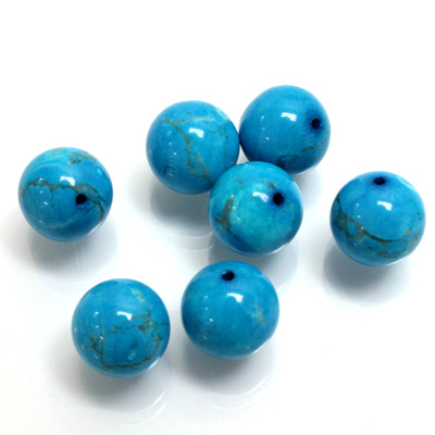 Gemstone 1-Hole Ball 10MM HOWLITE DYED TURQUOISE