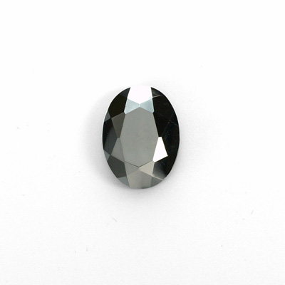 Glass Point Back Tin Table Cut (TTC) Opaque Coated - Oval 14x10MM HEMATITE