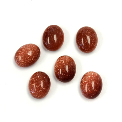 Man-made Cabochon - Oval 10x8MM BROWN GOLDSTONE