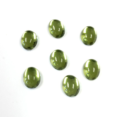 Plastic Flat Back Foiled Cabochon - Oval 08x6MM OLIVINE