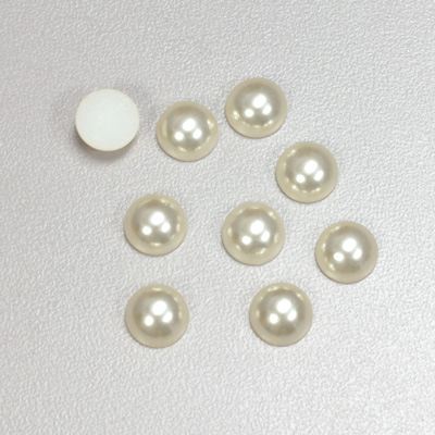 Plastic Medium Dome Pearl Cabochon - Round 08MM CREME