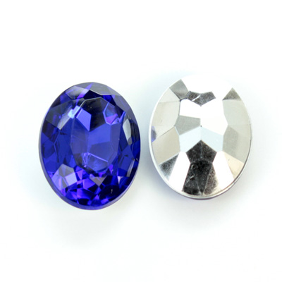 Plastic Point Back Foiled Stone - Oval 25x18MM SAPPHIRE