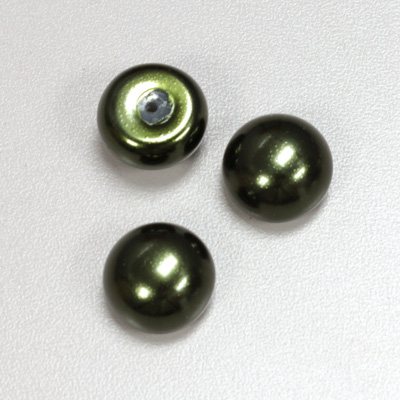 Glass High Dome Cabochon Pearl Dipped - Round 16MM HUNTER GREEN