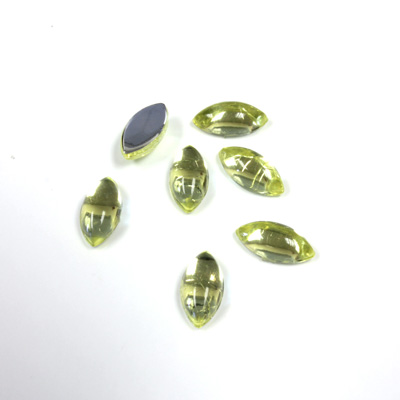 Plastic Flat Back Foiled Cabochon - Navette 10x5MM JONQUIL