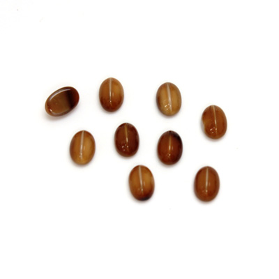 Glass Medium Dome Cabochon - Oval 06x4MM CAT'S EYE BROWNHORN