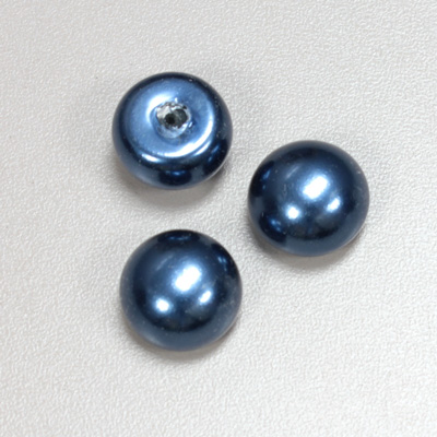 Glass High Dome Cabochon Pearl Dipped - Round 16MM NAVY