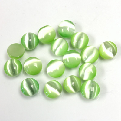 Fiber-Optic Cabochon - Round 06.5MM CAT'S EYE LT GREEN