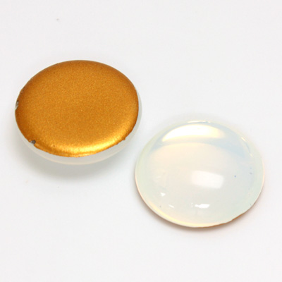 Glass Medium Dome Foiled Cabochon - Round 20MM WHITE OPAL